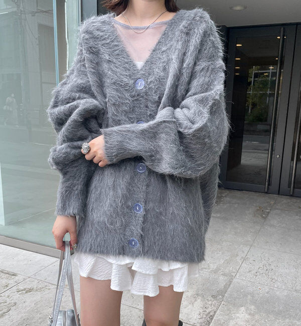  「[mline]シャギーロングカーディガン」|カーディガン|