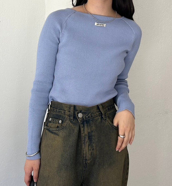  「【10色展開/EC限定カラーORG】クルーリブニット」|ニット・セーター|