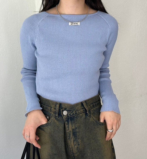  「【10色展開/EC限定カラーORG】クルーリブニット」|ニット・セーター|