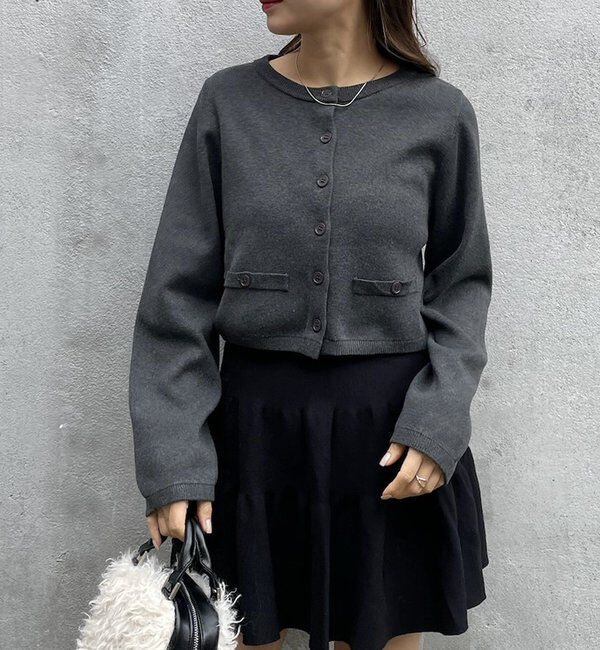  「[mline]ポケットチビカーディガン」|カーディガン|