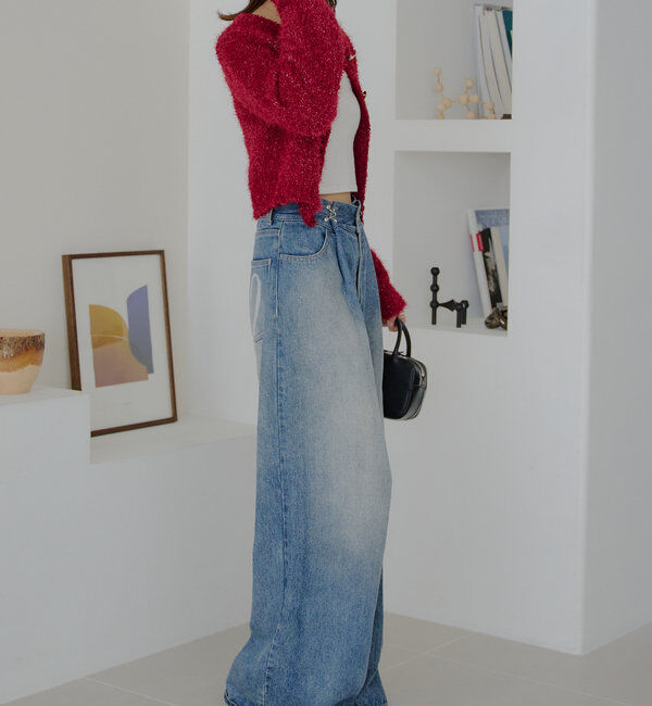  「【セットアップ対応】ラメシャギー金釦コンパクト長袖カーディガン」|カーディガン|