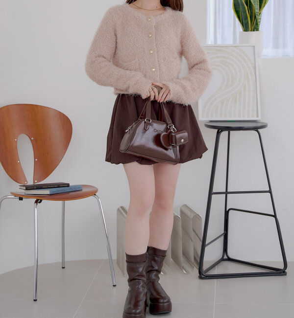  「【セットアップ対応】ラメシャギー金釦コンパクト長袖カーディガン」|カーディガン|