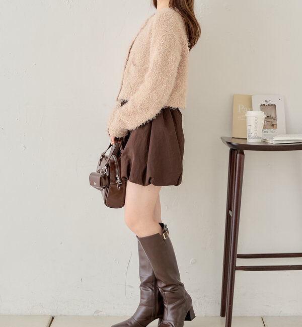  「【セットアップ対応】ラメシャギー金釦コンパクト長袖カーディガン」|カーディガン|