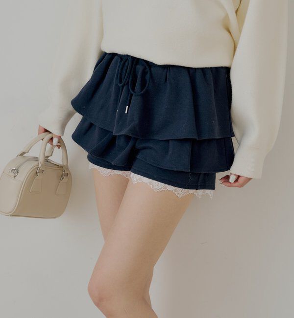  「レイヤードスウェットティアードショートパンツ」|チノ|