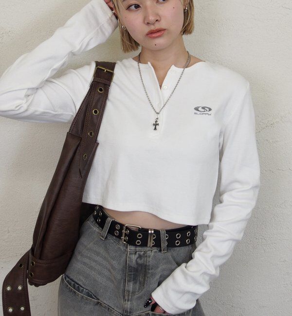  「【SLOPPY/スロッピー】フューチャーロゴヘンリーネックトップス」|Tシャツ・カットソー|オフホワイト