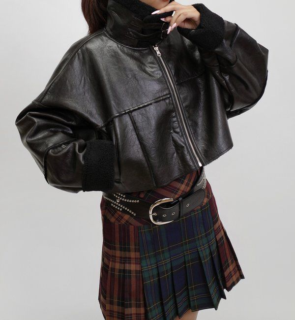  「【WEB限定】フェイクレザーコンパクトムートンJK」|その他|