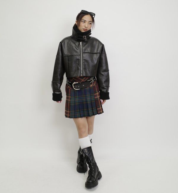  「【WEB限定】フェイクレザーコンパクトムートンJK」|その他|