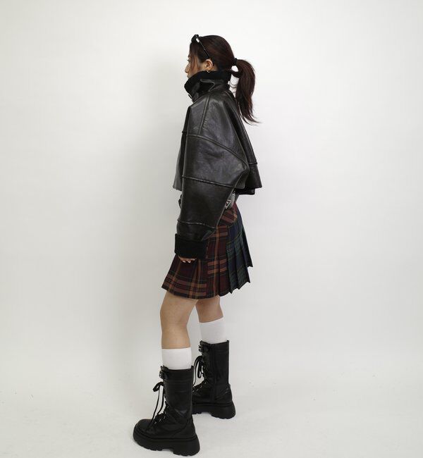  「【WEB限定】フェイクレザーコンパクトムートンJK」|その他|