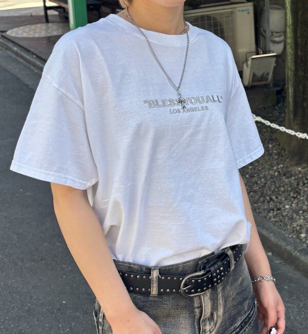  「WEB限定/2サイズ【BLESSYOU/ブレスユー】ピグメント刺繍ロゴTEE」|Tシャツ・カットソー|ホワイト