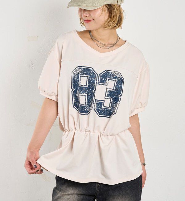  「ナンバリングチュニックTEE」|Tシャツ・カットソー|アイボリー