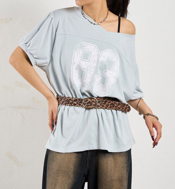  「ナンバリングチュニックTEE」|Tシャツ・カットソー|サックスブルー