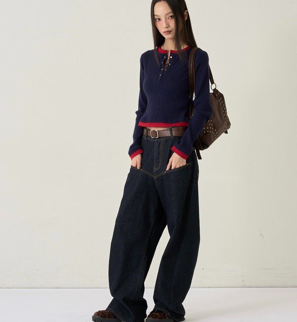  「【WEB限定カラーあり】LAYERED HENLEY KINT」|ニット・セーター|