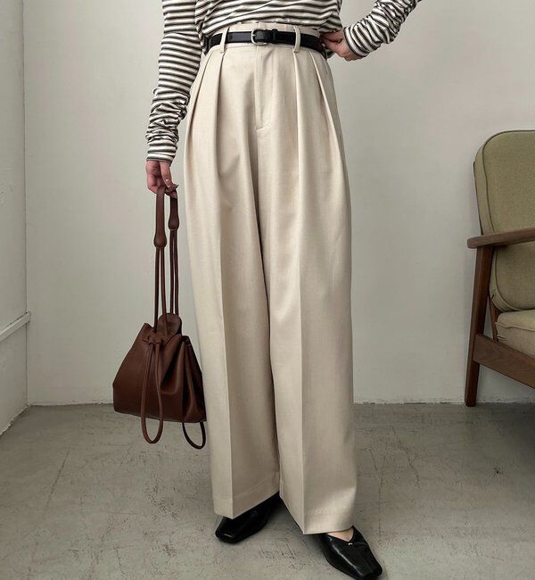  「【累計2万本突破！】【低身長・高身長サイズあり】2タックワイドパンツ」|チノ|