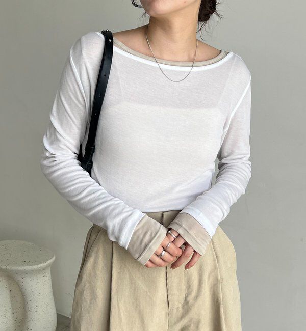  「【前後2WAY】2WAYボートネックシアーロンT」|Tシャツ・カットソー|