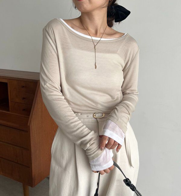  「【前後2WAY】2WAYボートネックシアーロンT」|Tシャツ・カットソー|