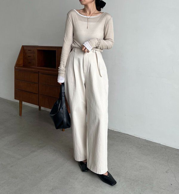  「【前後2WAY】2WAYボートネックシアーロンT」|Tシャツ・カットソー|