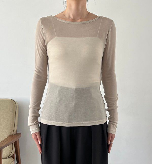  「【前後2WAY】2WAYボートネックシアーロンT」|Tシャツ・カットソー|