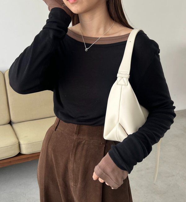  「【前後2WAY】2WAYボートネックシアーロンT」|Tシャツ・カットソー|