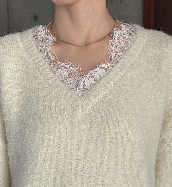  「レーストリミングニット」|ニット・セーター|