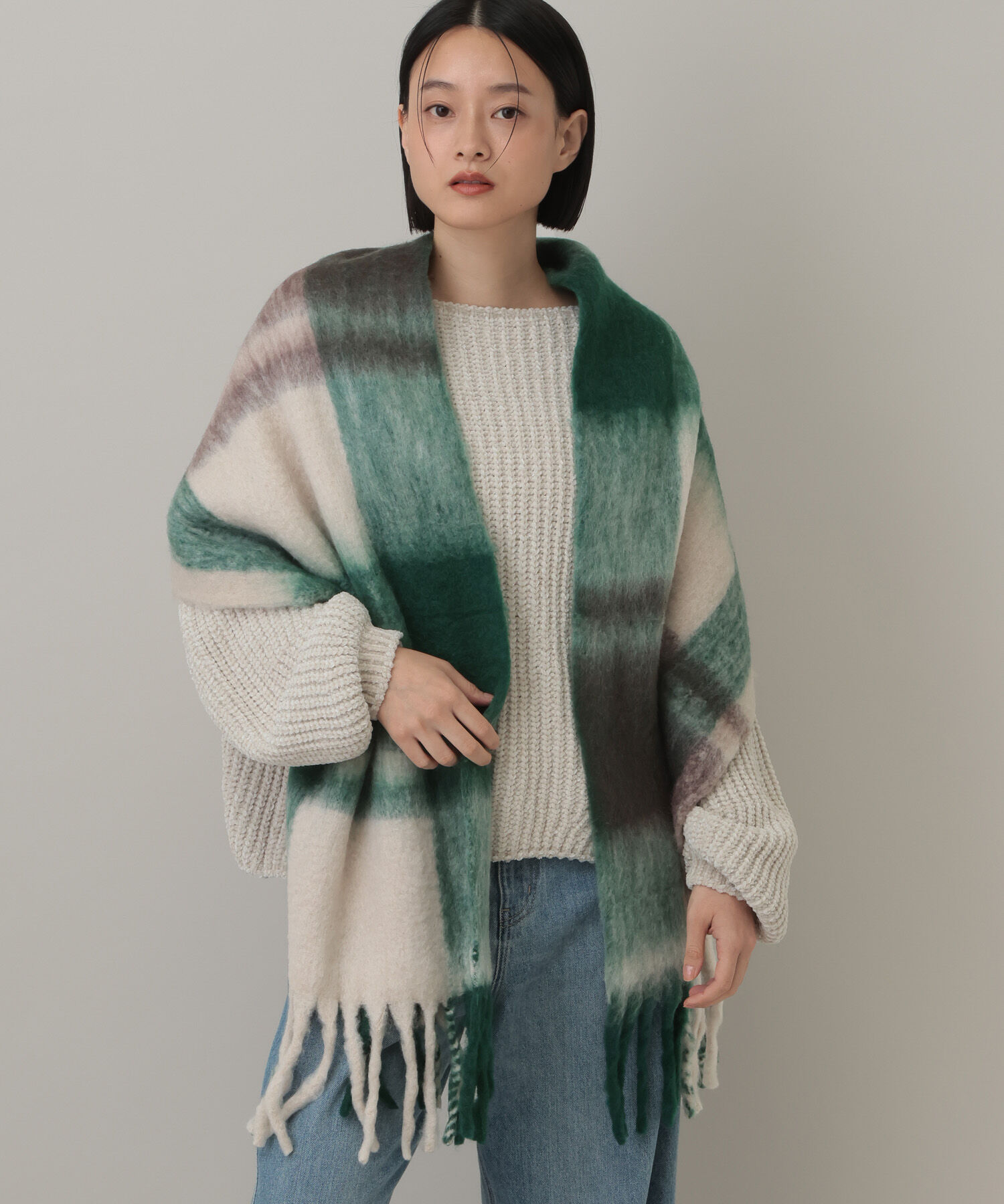 A part by 「【セレクト】THE BAGMATI_チェックマフラー」|その他|グリーン