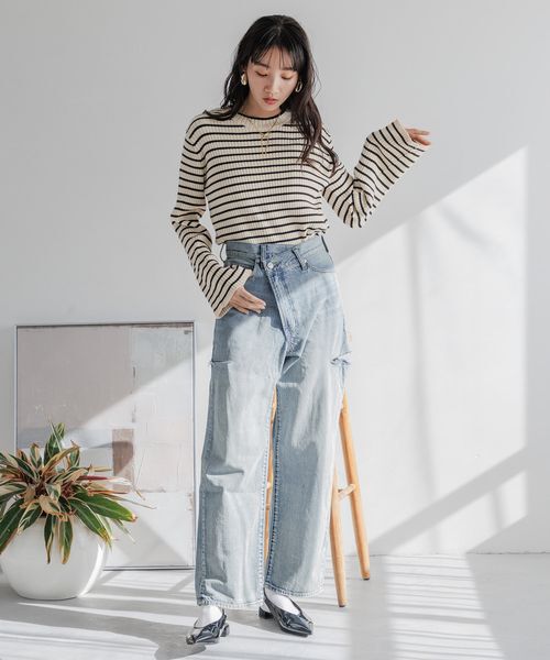 LOWRYS FARM「ＣＯＮＥ／アシメデニムパンツ」|デニム|