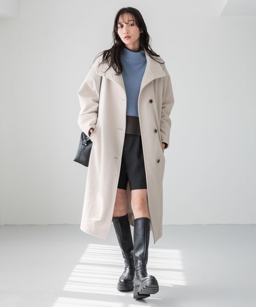 LOWRYS FARM「ウールライクスタンドコート」|ステンカラーコート|