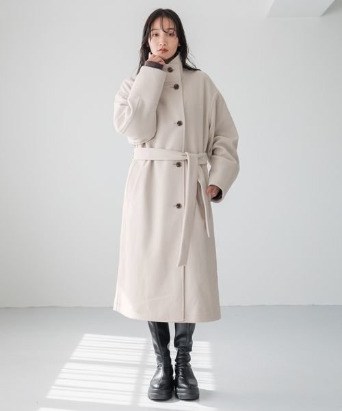 LOWRYS FARM「ウールライクスタンドコート」|ステンカラーコート|