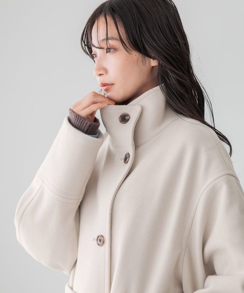 LOWRYS FARM「ウールライクスタンドコート」|ステンカラーコート|