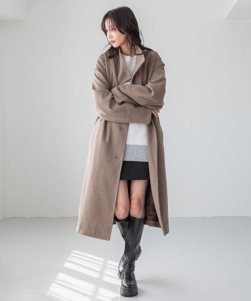 LOWRYS FARM「ウールライクスタンドコート」|ステンカラーコート|
