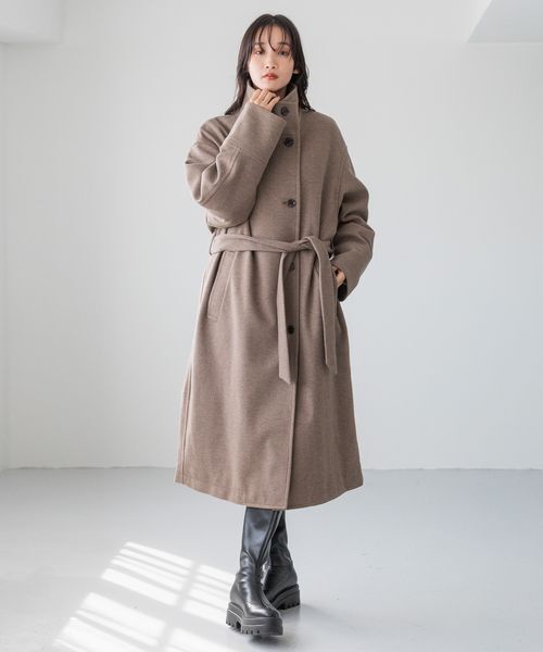 LOWRYS FARM「ウールライクスタンドコート」|ステンカラーコート|