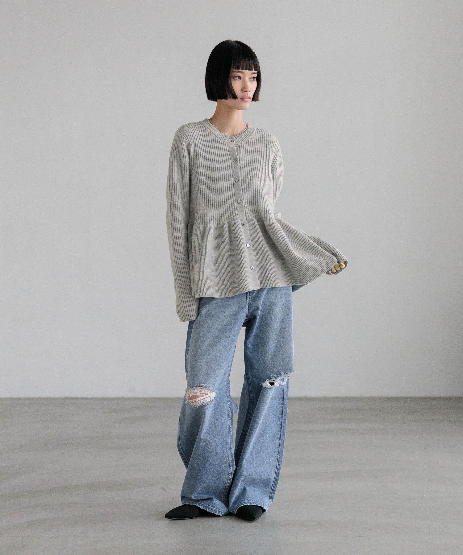 LOWRYS FARM「ペプラムニットカーディガンＬＳ」|ニット・セーター|