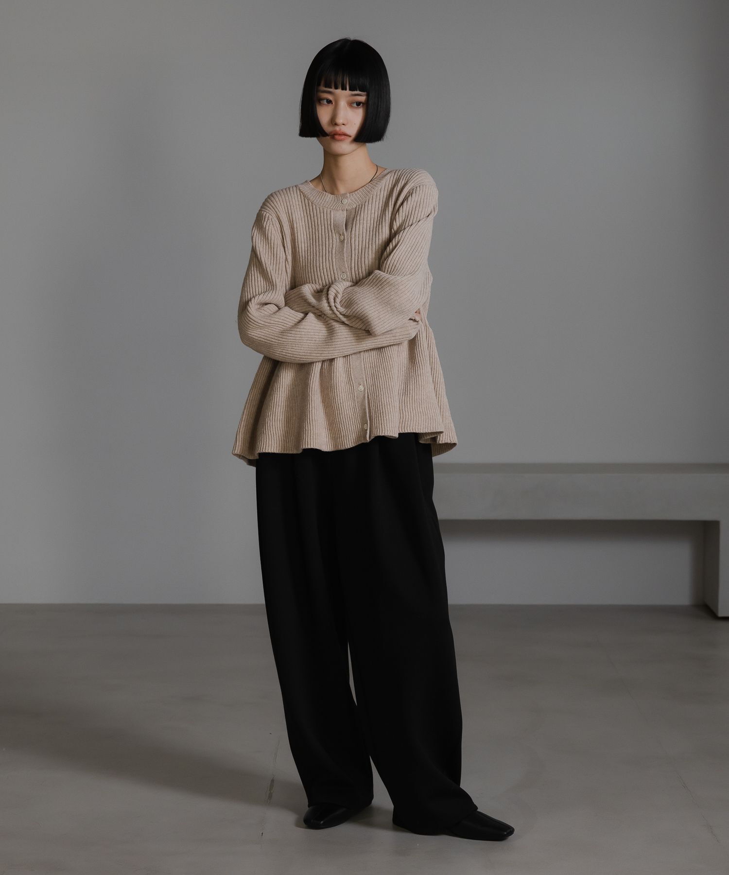 LOWRYS FARM「ペプラムニットカーディガンＬＳ」|ニット・セーター|