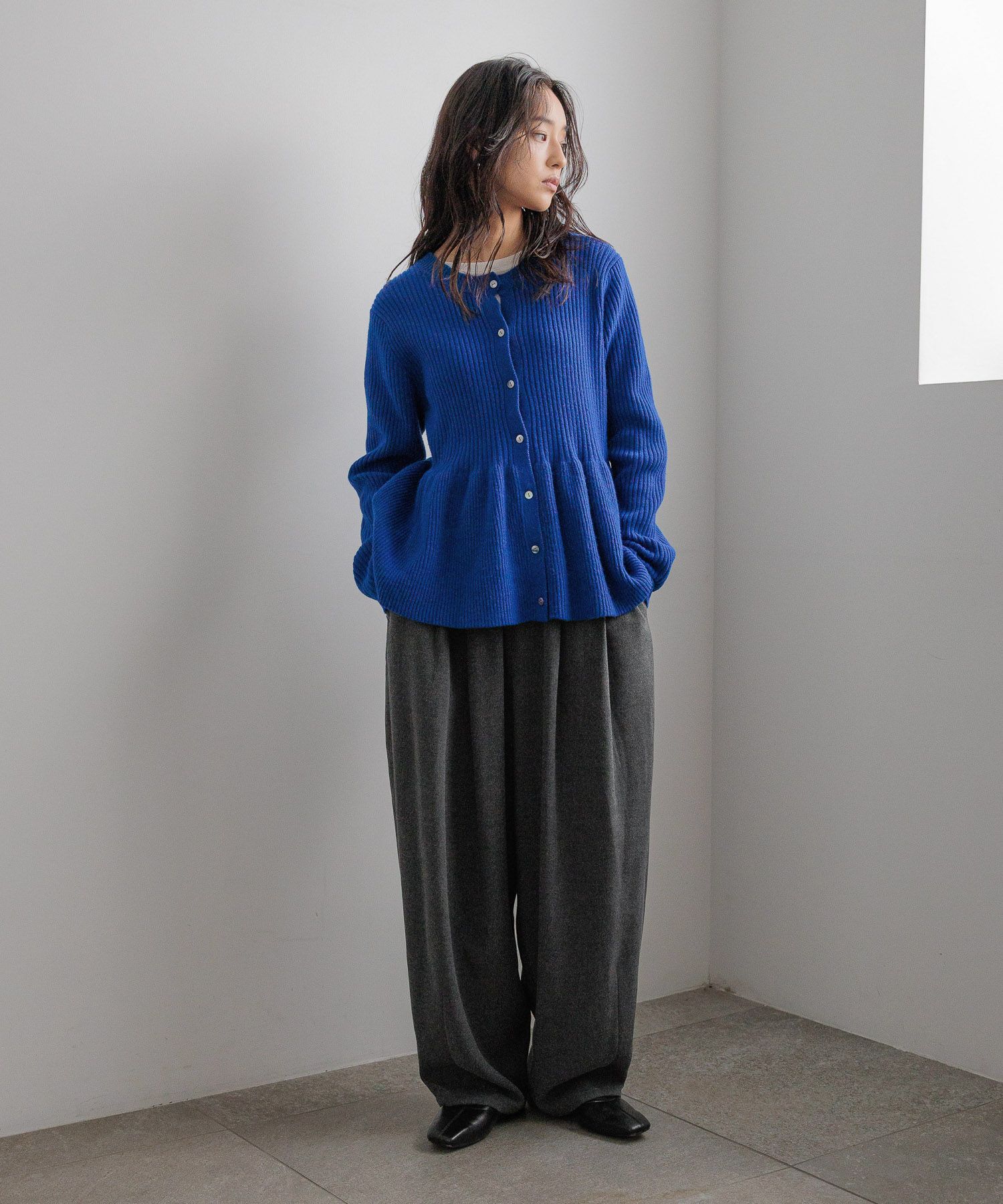 LOWRYS FARM「ペプラムニットカーディガンＬＳ」|ニット・セーター|