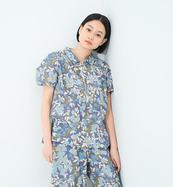 collex「ボタニカルプリントシャツ」|シャツ・ブラウス|ネイビー