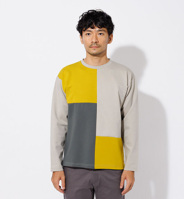 ABAHOUSE「ポンチ パネル 切替 長袖 Tシャツ」|Tシャツ・カットソー|
