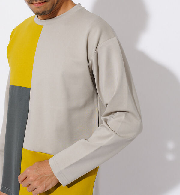 ABAHOUSE「ポンチ パネル 切替 長袖 Tシャツ」|Tシャツ・カットソー|