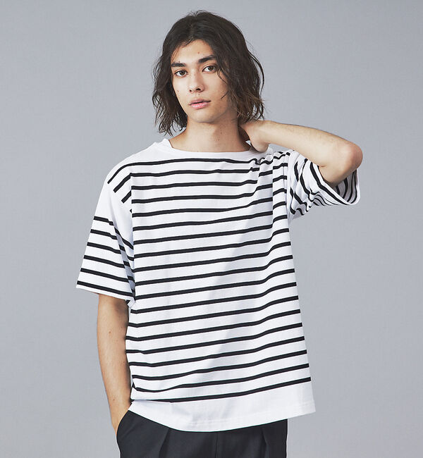 ABAHOUSE「【MONTKEMMEL / モンケメル】オーバーサイズ クルーネック/パネルボー」|Tシャツ・カットソー|ホワイト系その他1