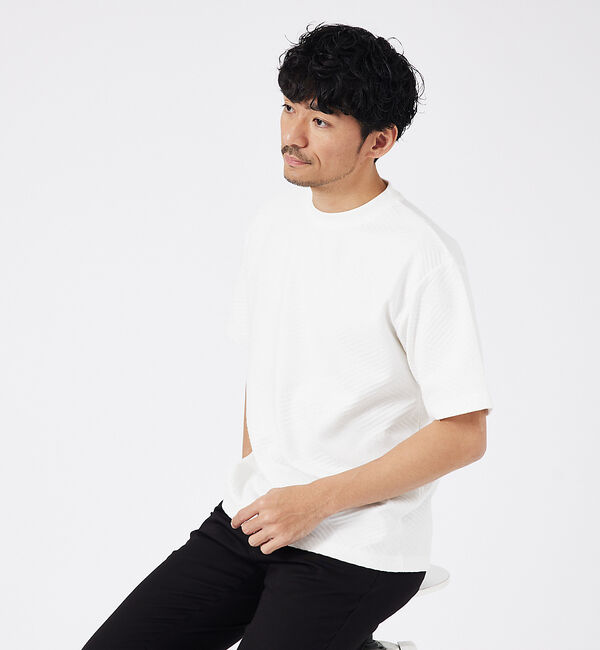 ABAHOUSE「ジオメトリックリンクス 半袖Tシャツ」|Tシャツ・カットソー|ホワイト