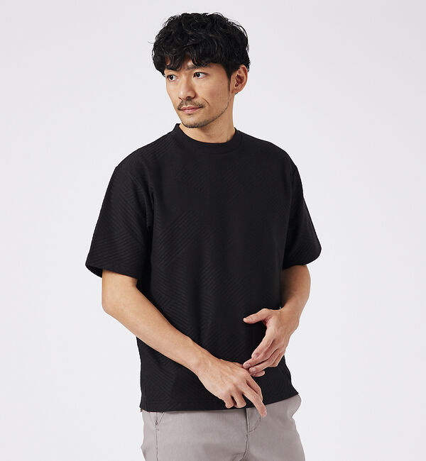 ABAHOUSE「ジオメトリックリンクス 半袖Tシャツ」|Tシャツ・カットソー|ブラック