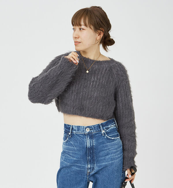 Rouge vif「【一部店舗限定】フェザーヤーンショート丈ニット」|ニット・セーター|