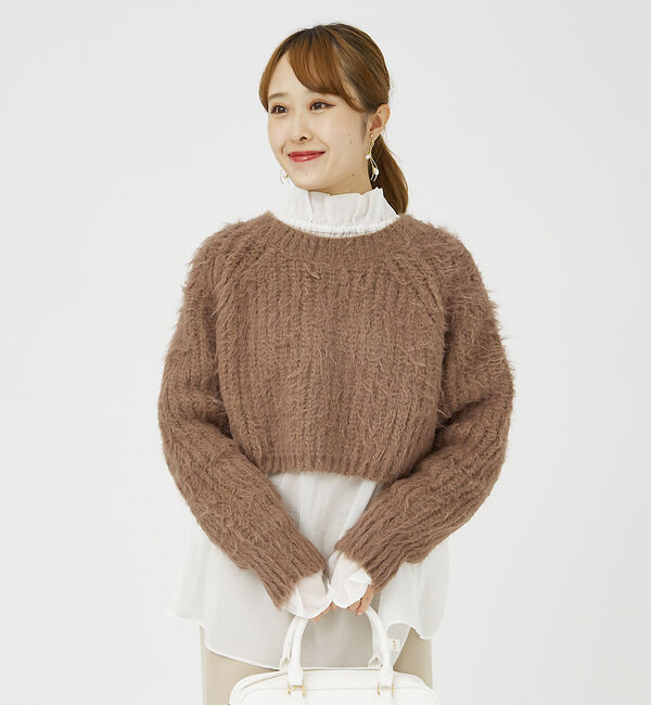 Rouge vif「【一部店舗限定】フェザーヤーンショート丈ニット」|ニット・セーター|