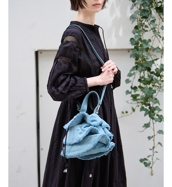 Rouge vif「【Ampersand / アンパサンド】Denim  frilr bag　ME-」|ショルダー・メッセンジャー|