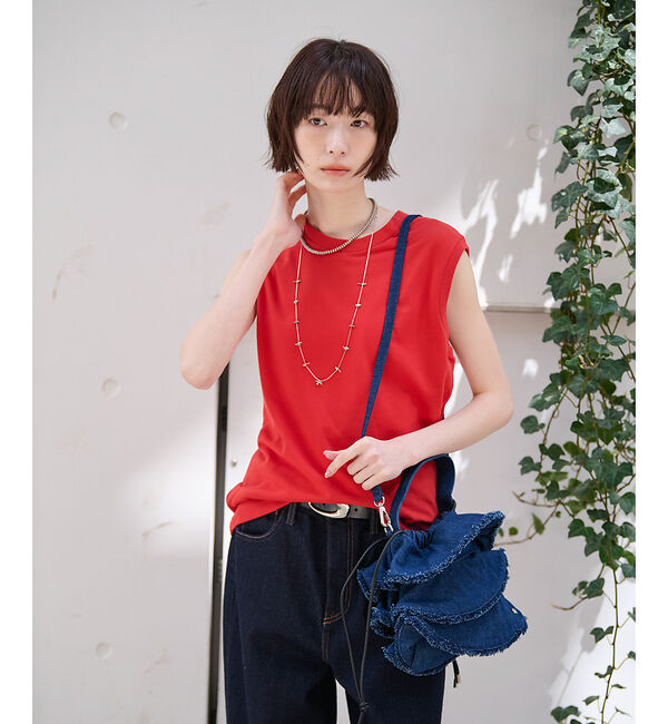 Rouge vif「【Ampersand / アンパサンド】Denim  frilr bag　ME-」|ショルダー・メッセンジャー|