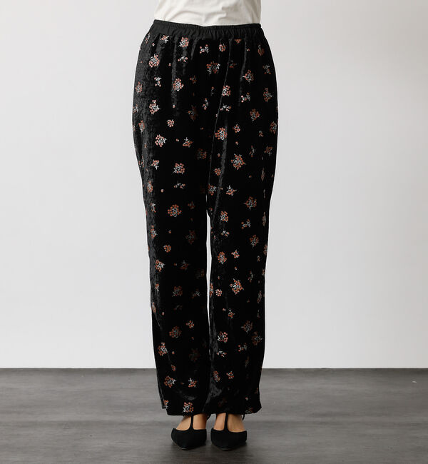 Rouge vif「【Le Melange/ル・メランジュ】花柄ベロアパンツ/#8551502/花柄」|その他|