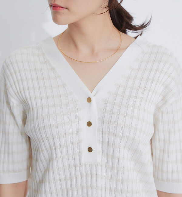 qualite「2WAY Vネックアシメニット」|ニット・セーター|