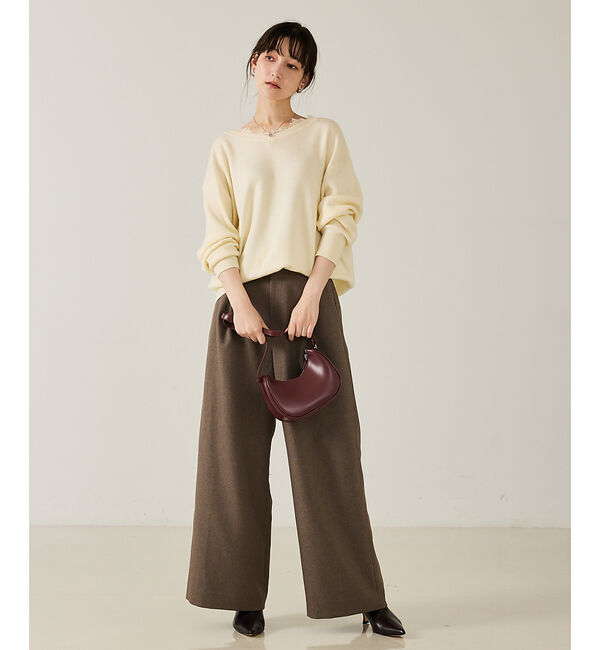 qualite「【大人のワイドパンツ】ウーリッシュツイルパンツ」|その他|