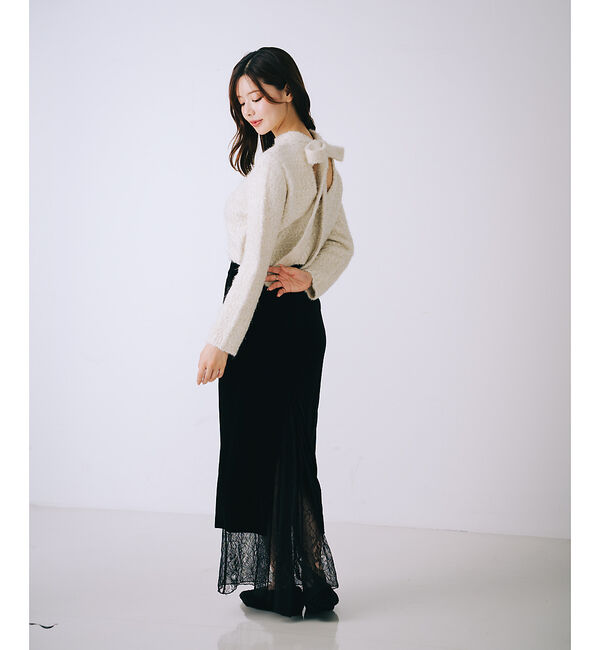SELFIST「ベロア裾レーススカート」|スカート|
