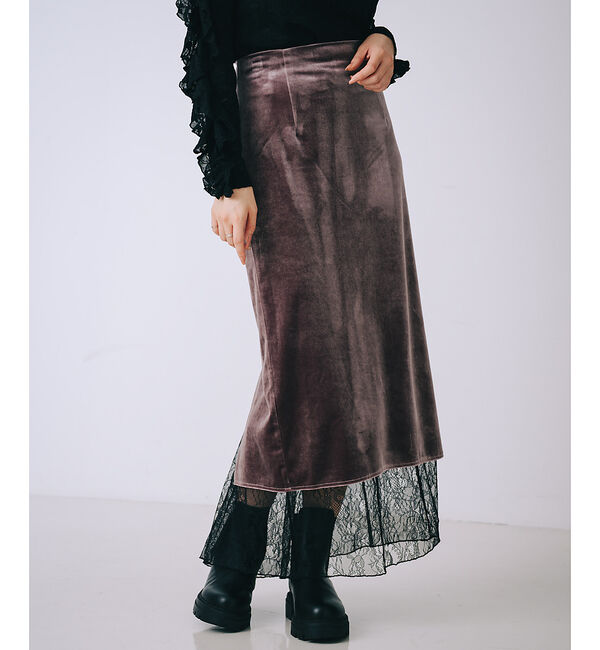SELFIST「ベロア裾レーススカート」|スカート|