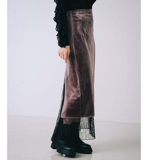 SELFIST「ベロア裾レーススカート」|スカート|