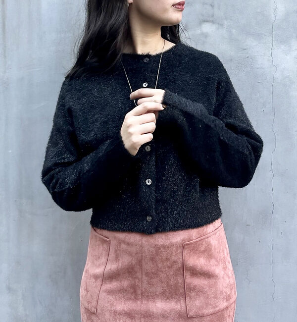 abahouse mavie「ラメ混フェザーヤーン2WAYカーディガン」|カーディガン|